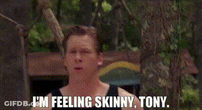 A Man In A Tank Top Is Saying `` I 'M Feeling Skinny Tony '' . GIF