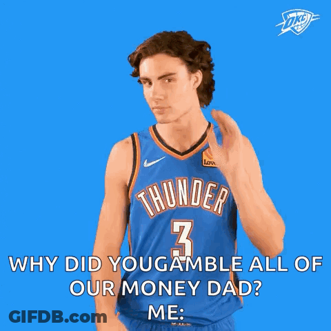 A Man In A Thunder Jersey Is Covering His Ear GIF