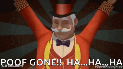 A Man In A Top Hat And Bow Tie Says Poof Gone Ha Ha Ha Ha GIF