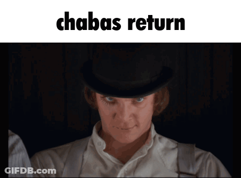 A Man In A Top Hat Is Drinking A Glass Of Milk With The Words Chabas Return Above Him GIF