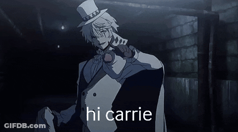 A Man In A Top Hat Is Holding A Mouse In His Hand And Says Hi Carrie . GIF