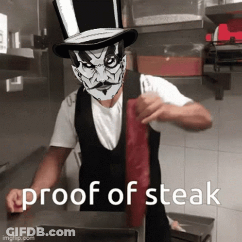 Man In Top Hat Holding Meat Proof Of Steak GIF