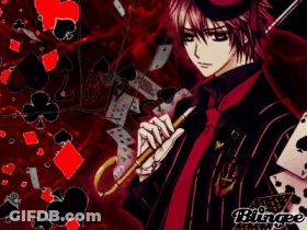 A Man In A Top Hat Is Holding An Umbrella In Front Of Playing Cards And The Word Blingee On The Bottom GIF
