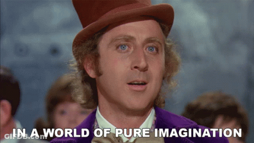 A Man In A Top Hat Says " In A World Of Pure Imagination " In Front Of A Crowd GIF
