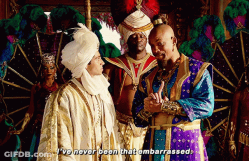 A Man In A Turban Says " I 'Ve Never Been That Embarrassed " While Talking To Another Man GIF