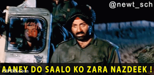 A Man In A Turban Stands In Front Of A Truck With The Caption " Aaney Do Saalo Ko Zara Nazdeel " GIF