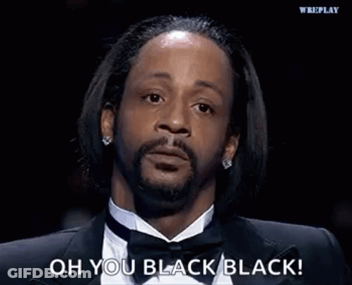 A Man In A Tuxedo And Bow Tie Is Saying `` Oh You Black Black ! '' GIF