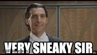 A Man In A Tuxedo And Bow Tie Is Smiling And Says `` Very Sneaky Sir '' . GIF