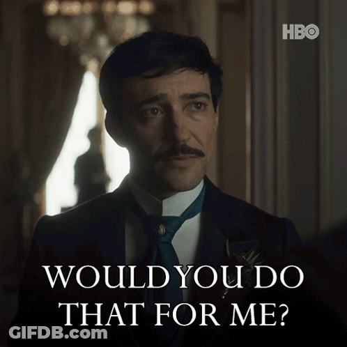 A Man In A Tuxedo And Tie Is Asking Would You Do That For Me GIF