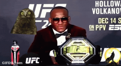 A Man In A Tuxedo Holding A Ufc Belt GIF