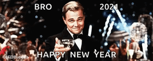 A Man In A Tuxedo Holds A Glass Of Champagne And Says Bro Happy New Year 2021 GIF