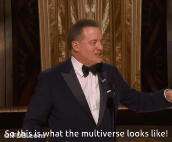 A Man In A Tuxedo Is Giving A Speech And Says " So This Is What The Multiverse Looks Like " GIF