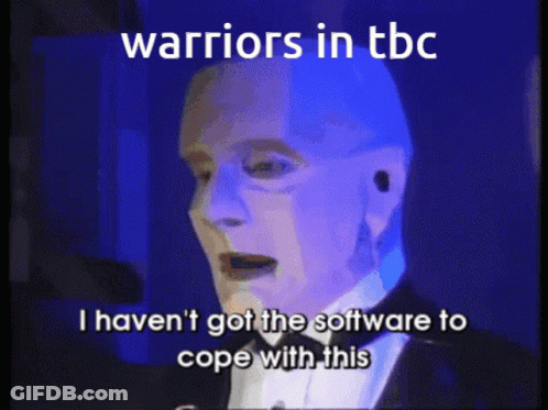 A Man In A Tuxedo Is Talking About Warriors In Tbc GIF