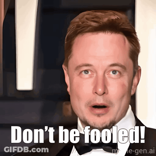 A Man In A Tuxedo Says " Do N't Be Fooled " In Front Of His Face GIF
