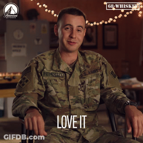 U.S. Army Smiling Man Saying Love It GIF