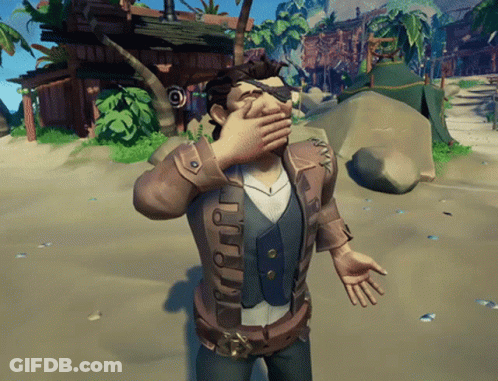 A Man In A Video Game Covering His Mouth With His Hands GIF