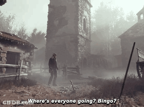 A Man In A Video Game Is Asking Where 'S Everyone Going Bingo ' GIF