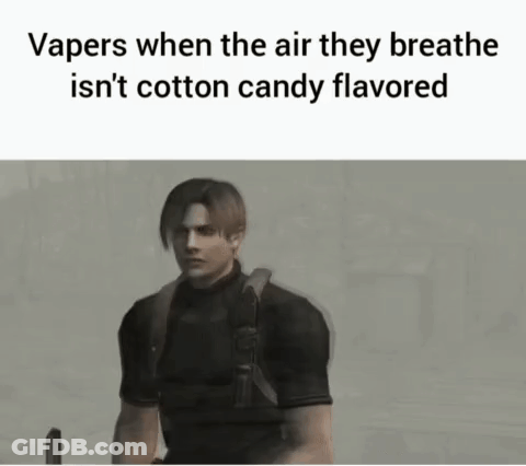 A Man In A Video Game Is Holding A Cotton Candy Flavored Cigarette . GIF