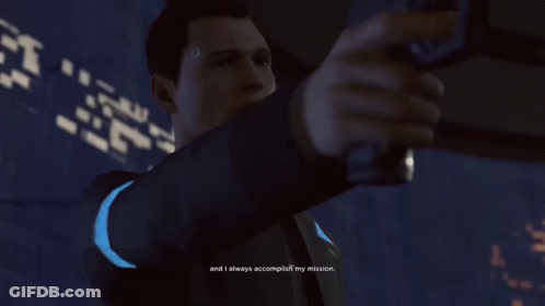 A Man In A Video Game Is Holding A Gun And Says " And I Always Accomplish My Mission " GIF