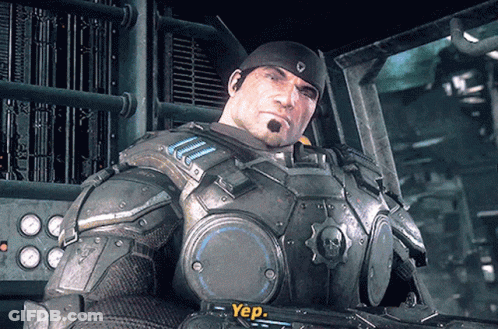 A Man In A Video Game Is Holding A Gun And Says Yep GIF