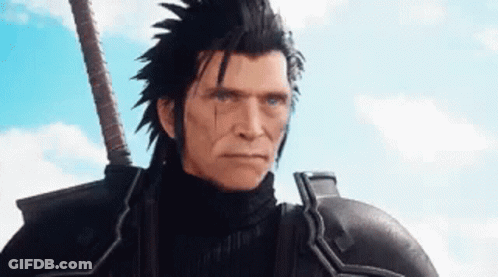 A Man In A Video Game Is Holding A Sword In His Hand And Looking At The Camera . GIF