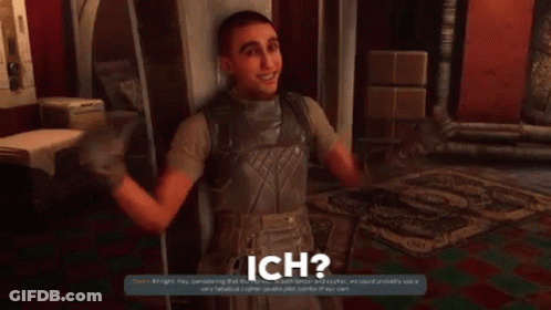 A Man In A Video Game Says Ich In A Foreign Language GIF