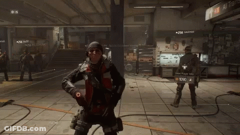 A Man In A Video Game Stands In Front Of A Sign That Says All Trans GIF