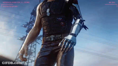A Man In A Video Game With The Words Microtech Hydra On The Bottom GIF