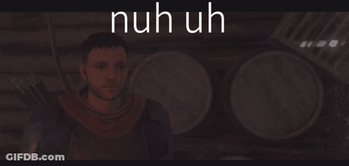 A Man In A Video Game With The Words Nuh Uh On The Bottom GIF