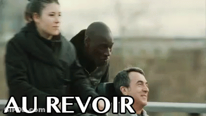 A Man In A Wheelchair Is Being Pushed By A Woman And Another Man . GIF