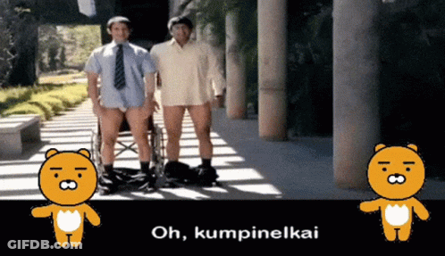A Man In A Wheelchair Is Standing Next To Another Man In A Shirt And Tie GIF