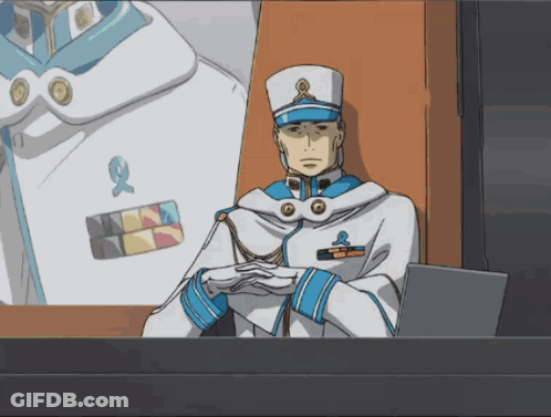 A Man In A White And Blue Uniform Has A Medal On His Chest That Says ' A ' GIF