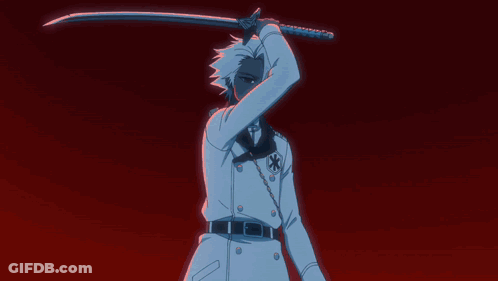A Man In A White Coat Holds A Sword GIF