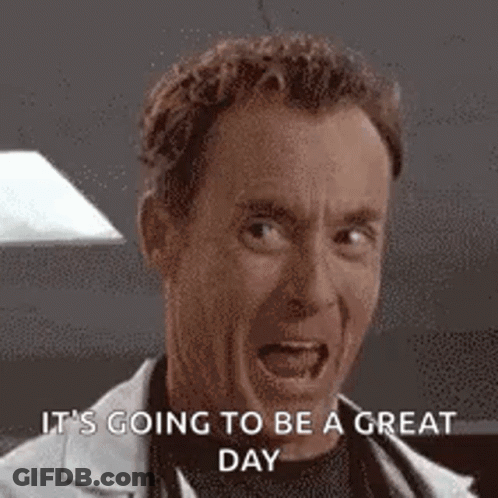 A Man In A White Coat Is Smiling And Says `` It 'S Going To Be A Great Day '' . GIF