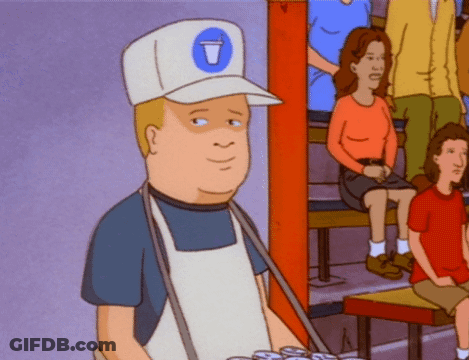 A Man In A White Hat With A Cup On It GIF
