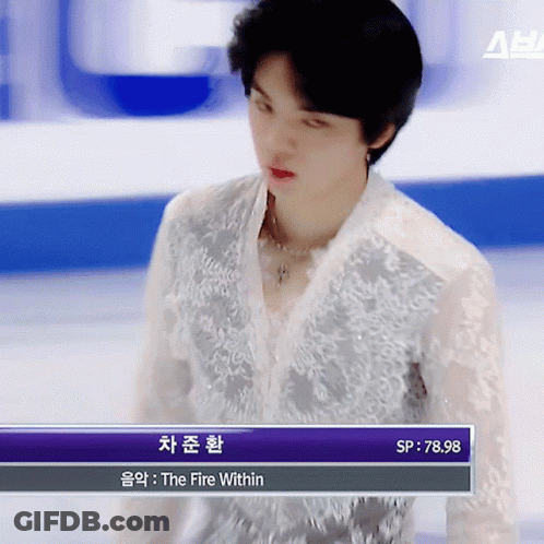 Man In White Lace Shirt On Ice Rink GIF