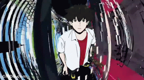 A Man In A White Shirt And Red Shirt Is Standing In A Tunnel . GIF
