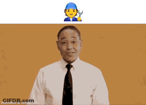 A Man In A White Shirt And Tie Holds A Wrench In His Hand GIF