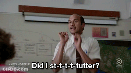 A Man In A White Shirt And Tie Is Asking Did I St-T-T-T-Tutter GIF