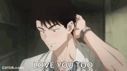 A Man In A White Shirt And Tie Is Brushing His Hair And Says `` I Love You Too '' . GIF