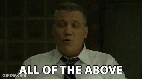 A Man In A White Shirt And Tie Is Saying All Of The Above GIF