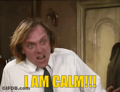 A Man In A White Shirt And Tie Is Saying I Am Calm GIF