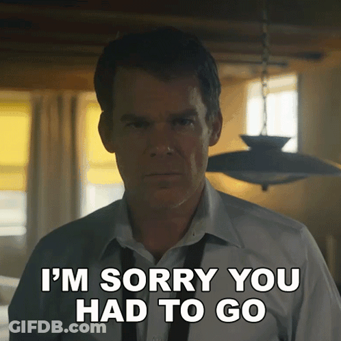 A Man In A White Shirt And Tie Is Saying I 'M Sorry You Had To Go GIF