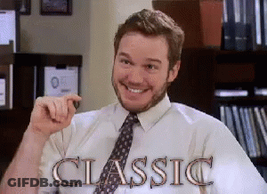 A Man In A White Shirt And Tie Is Smiling With The Word Classic Behind Him GIF