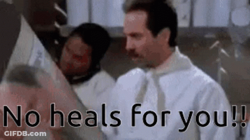 A Man In A White Shirt And Tie Is Standing Next To A Woman In A Hospital Bed . GIF