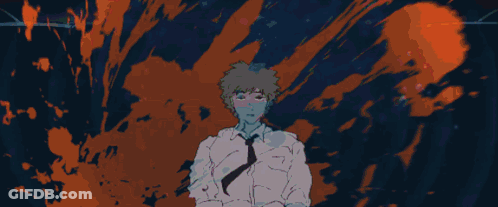 A Man In A White Shirt And Tie Is Surrounded By Cartoon Characters GIF