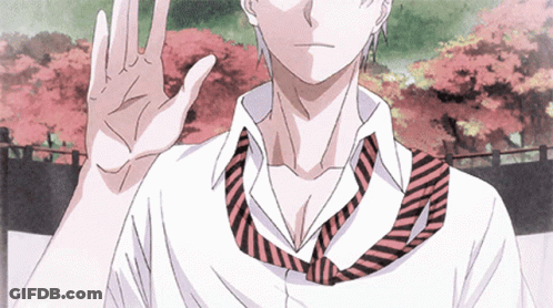 A Man In A White Shirt And Tie Is Waving GIF