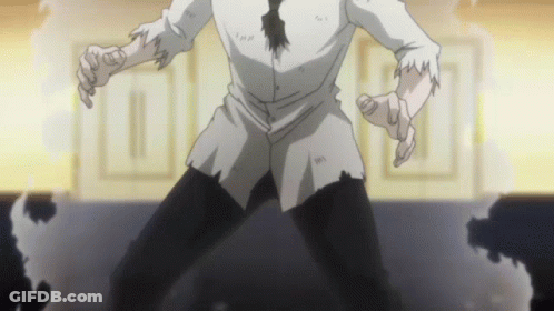 A Man In A White Shirt And Tie Stands In A Room GIF