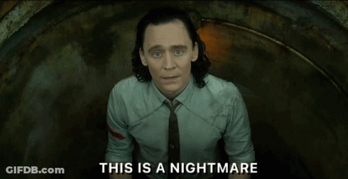 A Man In A White Shirt And Tie With The Words This Is A Nightmare Above Him GIF