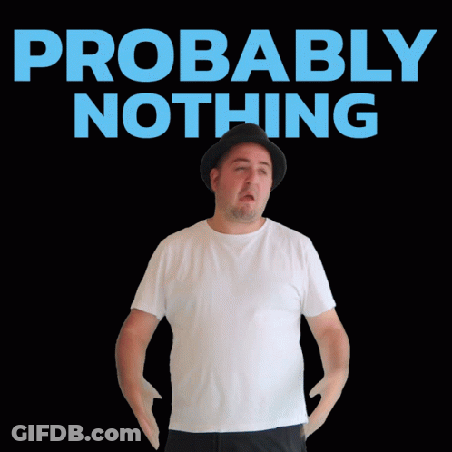 A Man In A White Shirt Is Standing In Front Of A Black Background That Says Probably Nothing GIF